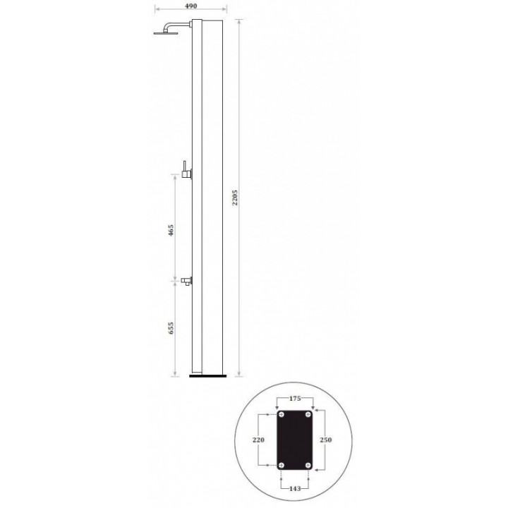 Douche solaire SOLARNI 40 L, avec lave-pieds, NP
