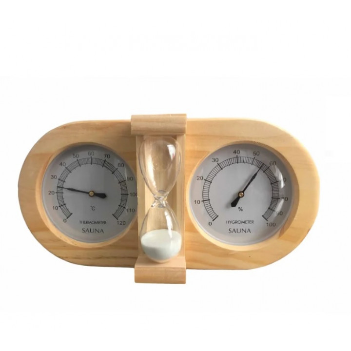 Sablier, thermomètre, hygromètre 3 en 1