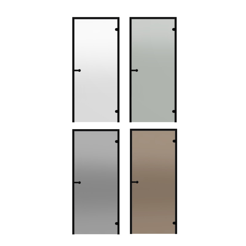 Portes de sauna en verre HARVIA, cadre en aluminium noir 8x21 (ligne noire)