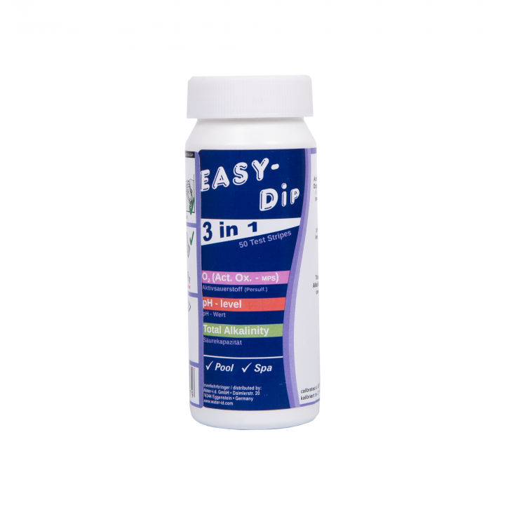 Bandelettes de test d'eau Easy-Dip 3 en 1, pour le test du pH, de l'oxygène et de l'alcalinité, 50 unités