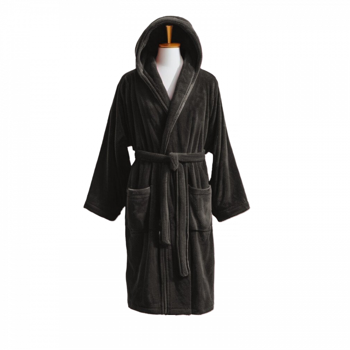 Peignoir en velours de coton avec capuche, gris