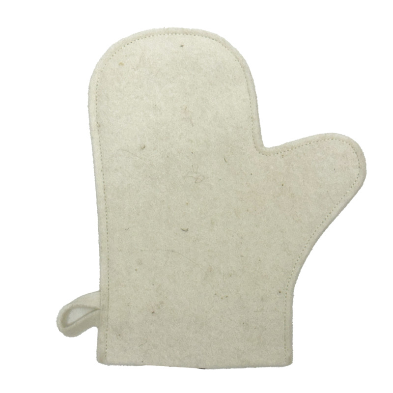 Gant de sauna en laine, blanc