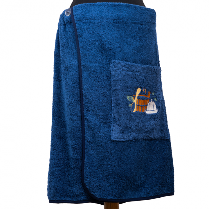 Coffret cadeau pour LUI. Chapeau et tablier de sauna pour homme - BLEU