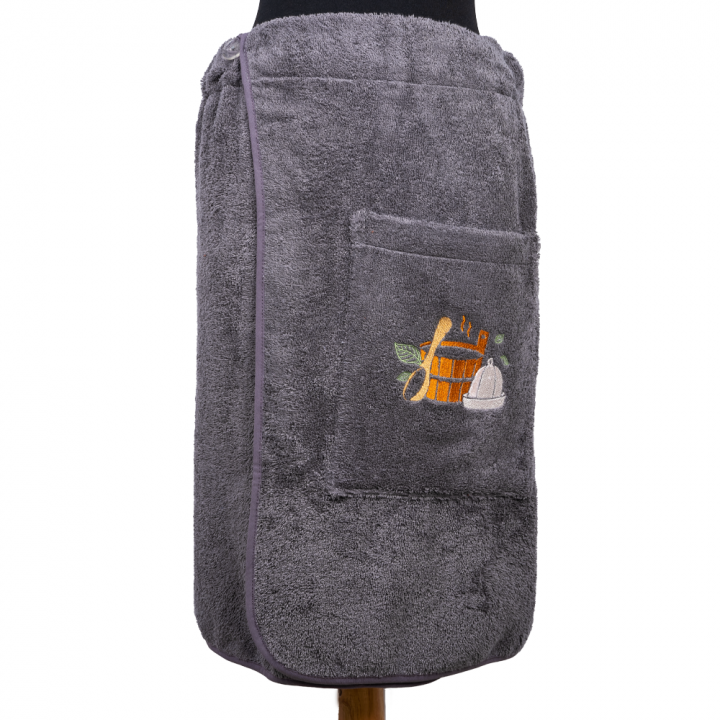 Coffret cadeau pour lui. Bonnet et tablier de sauna pour homme - GRIS Taille S-M