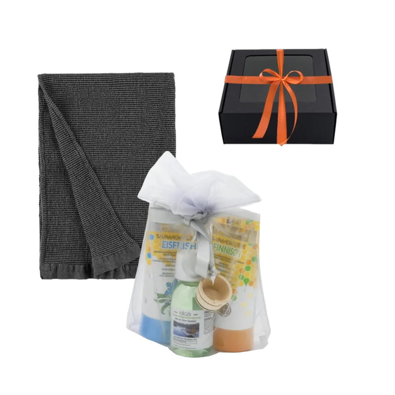 Coffret cadeau pour homme. Miel pour sauna, huile de sauna et serviette pour les mains.