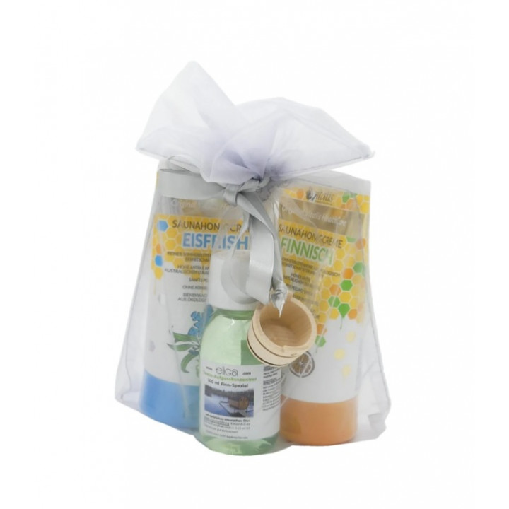 Coffret cadeau pour homme. Miel et huile pour sauna.