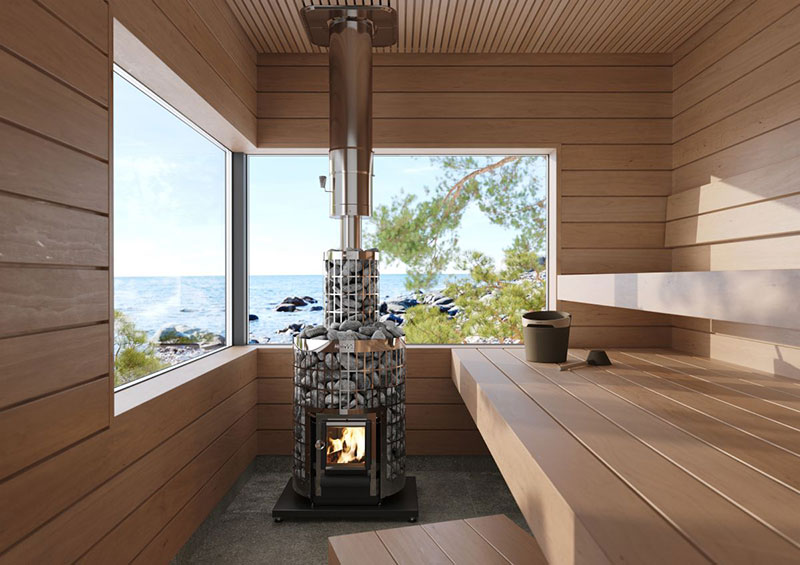 Fenêtre sur la nature dans le sauna